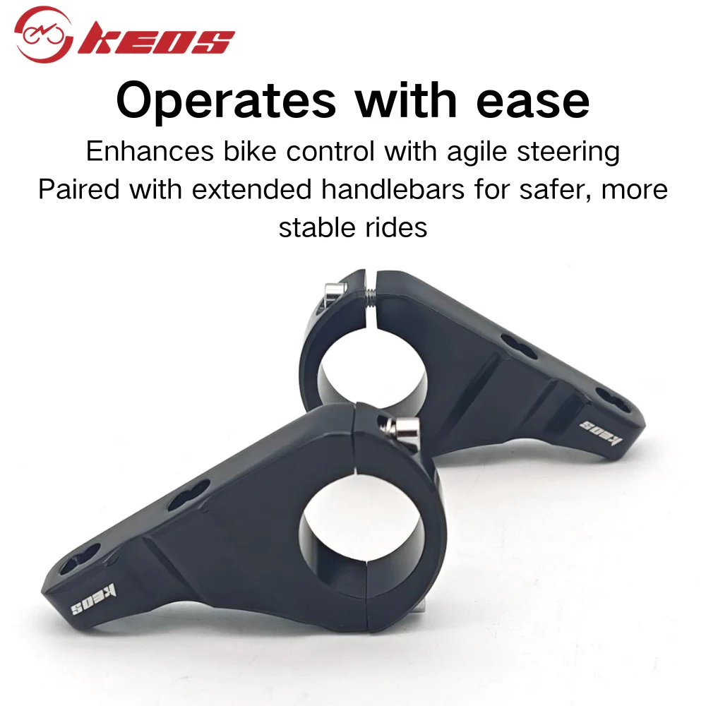 KEOS جبل الجذعية المباشرة لشوكة التاج المزدوج 31.8 مللي متر المشبك عالي اللمعان أسود عالي القوة سبائك الألومنيوم مقود الدراجة الجبلية/E-الدراجة #4