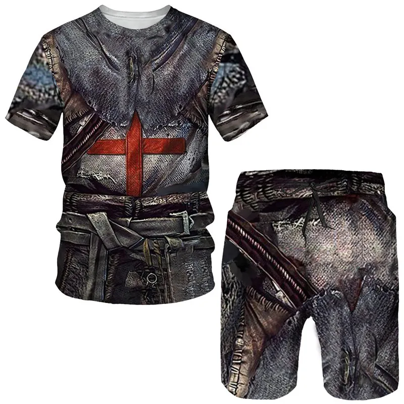 Knights Templar 3D Print TShirts Shorts Sets kids Tracksuits Fashion Oversize Short Sleeve Tshirt Pants Set Child Suits Clothing