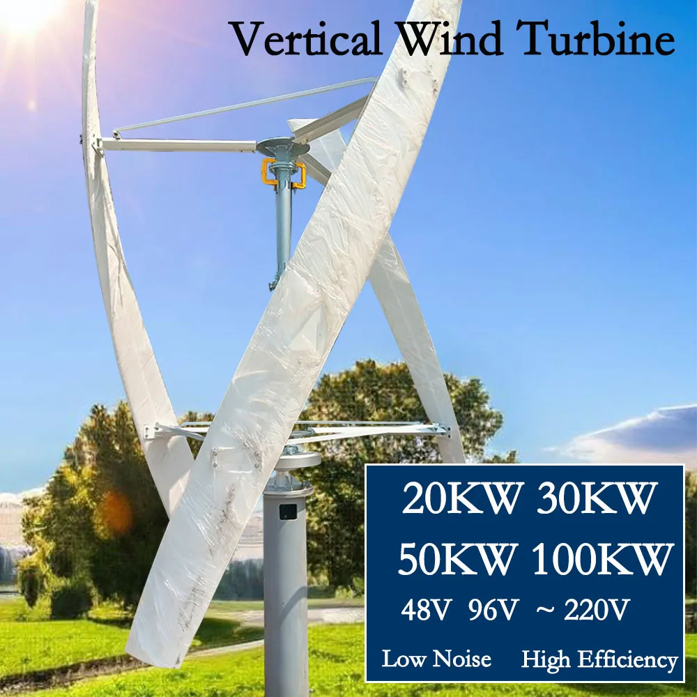 50KW 100KW 3Blades Vertical Wind Generator 220V 3Phase Alternator Windmill Permanent Magnet Generator Water Turbine Household