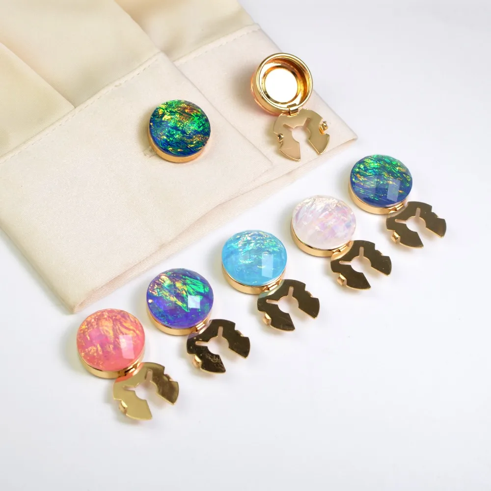 1PCS Gilt Gold Rhinestone Alloy Shirt Button Covers Decorative Button Clips Cufflinks Women Clothing Accessories