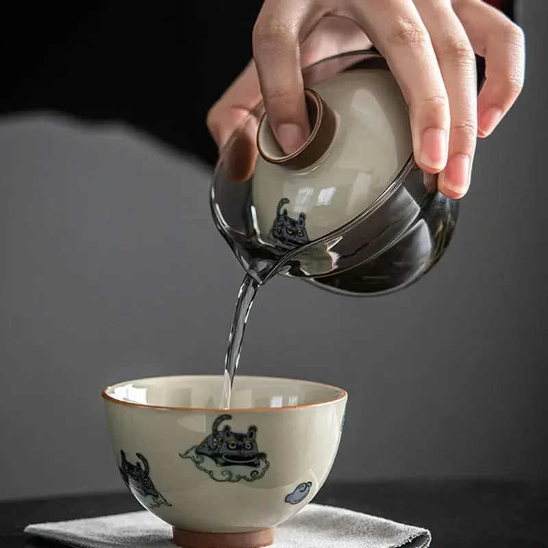 Outdoor Portable Tea Cup Teapot Set Kung Fu Gift for Friend Travel Bag Quick One Pot Three Cups