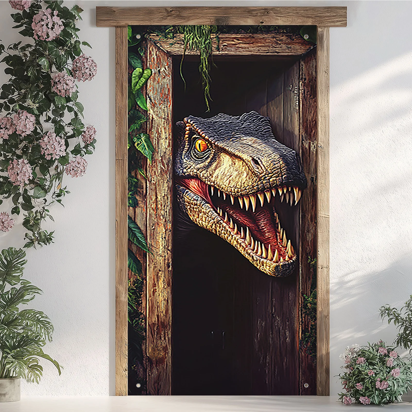 

Door Banner 1pc DinoFun Polyester Dinosaur Door Cover - Multipurpose Indoor/Outdoor Decoration, Easy Hang Design