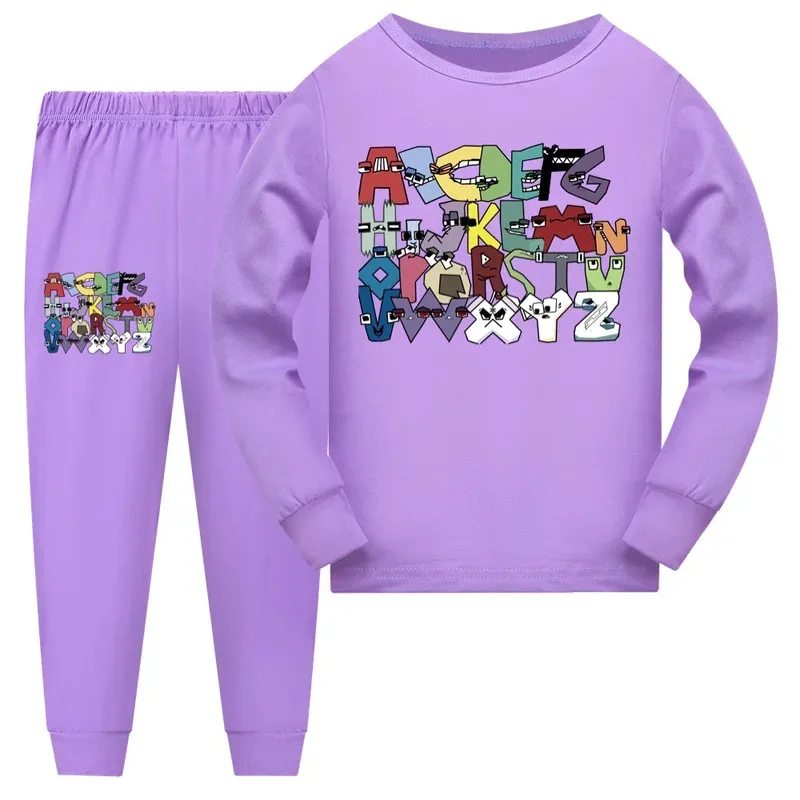 الأولاد الأبجدية لور منامة مجموعات الفتيات منامة دعوى الخريف الربيع الاطفال طويلة الأكمام Homewear ملابس الأطفال ملابس خاصة