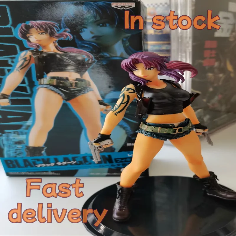 

20 см Bandai, оригинальная черная лагуна, двуручная аниме-фигурка Revy (Rebecca), экшн-модель, коллекционные украшения для рабочего стола, игрушки, подарки, хит продаж