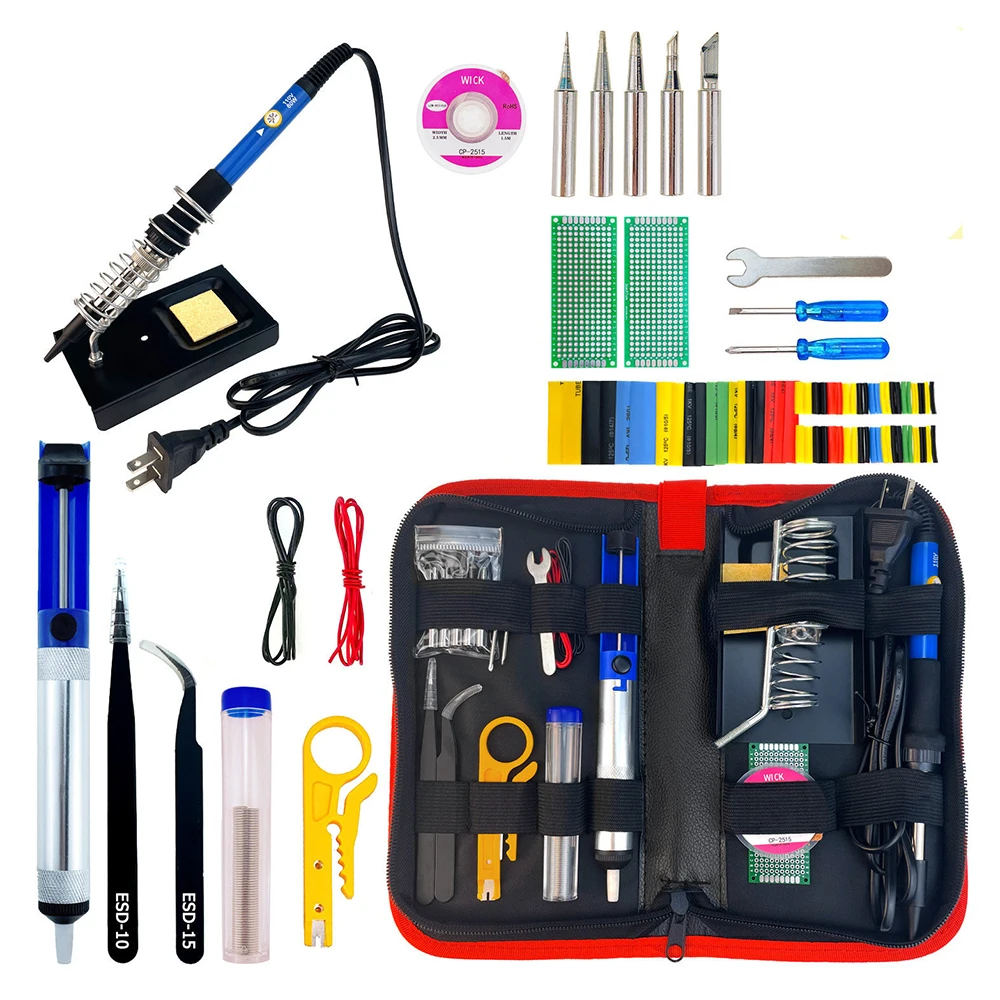 

1 SET 60W Electric Soldering Iron Set Kit 220V/110V Adjustable Temperature Welding Repair Tools bag Electric Welding Machine