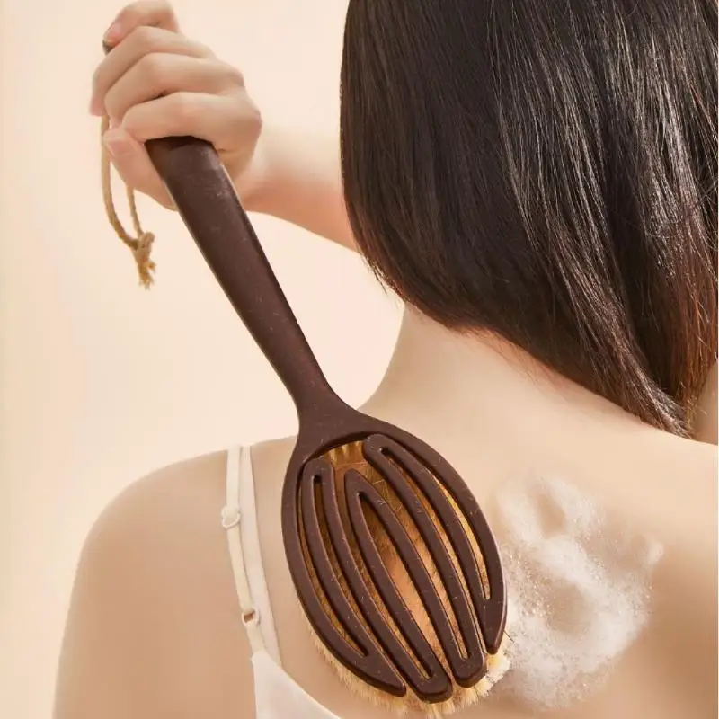 1Pc Bath Shower Brush Bathing Brush Dry Skin Body Soft Natural Bristle Massager Care Tool Soft Natural Bristle PE Handle.