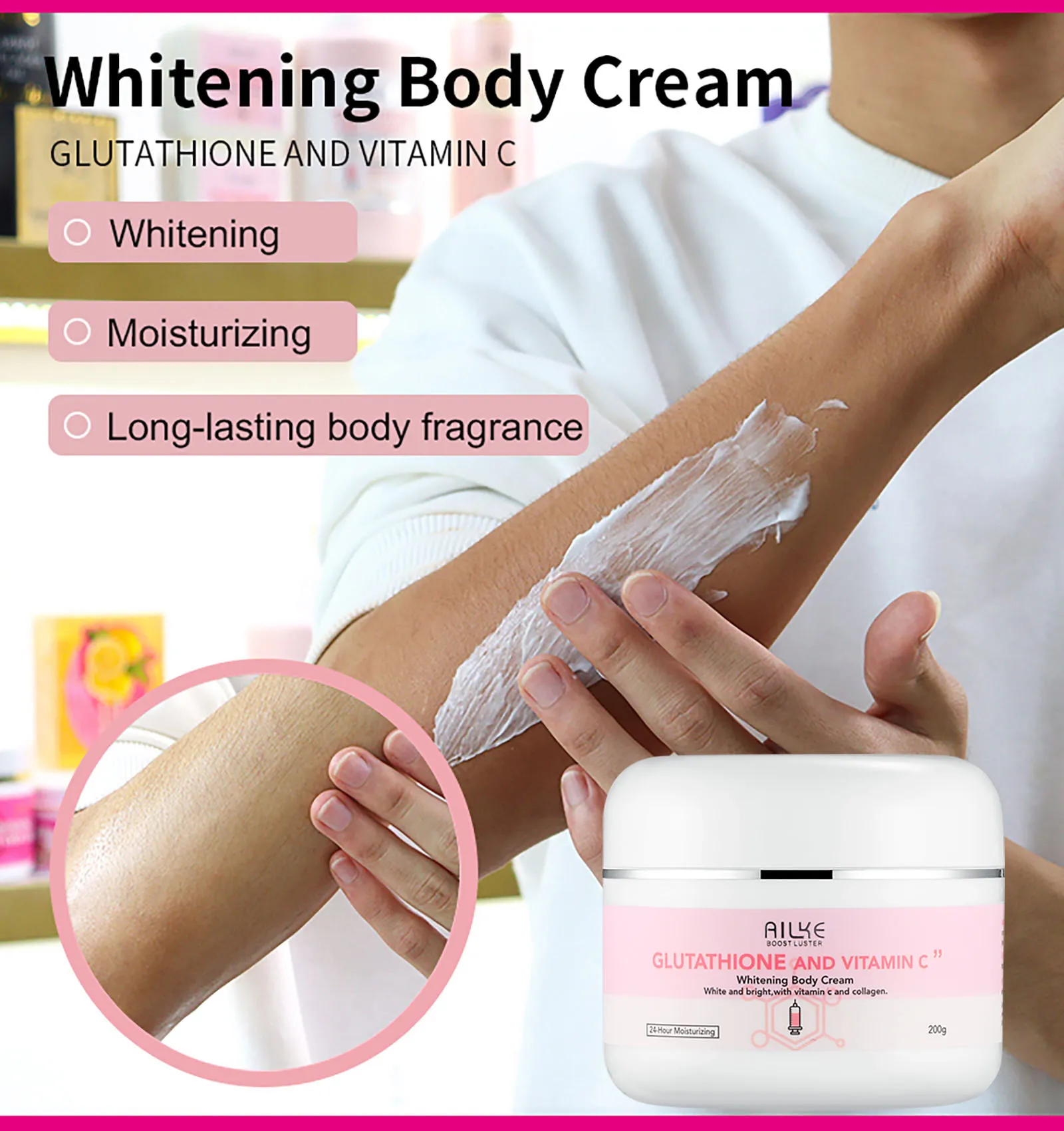 AILKE Whitening Facial Skin Care Lotion Moisturizing Cream Body Shea Butter Glutathion Vitamin C For Women Black Skin Face Set