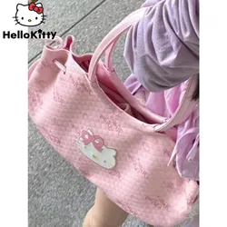 Sanrio Hello Kitty Tote Bag słodka miękka skórzana torba na ramię damska moda podróżna torebki Y2k damskie koreańskie torby estetyczne