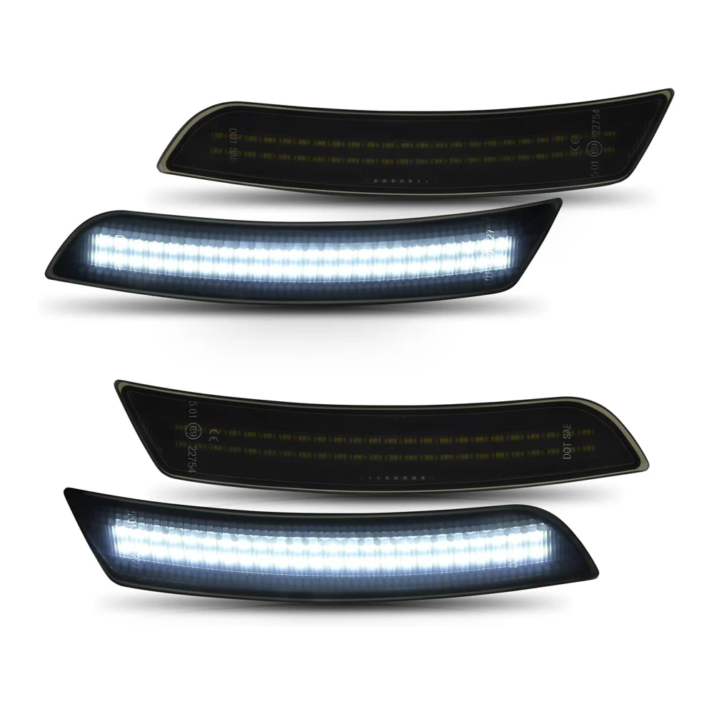For Chevrolet Camaro LS/LT/SS/ZL1 2016- Cadillac CTS 2014- ATS 2015- White LED Side Marker Fender Lights Smoked Lens 4PCS