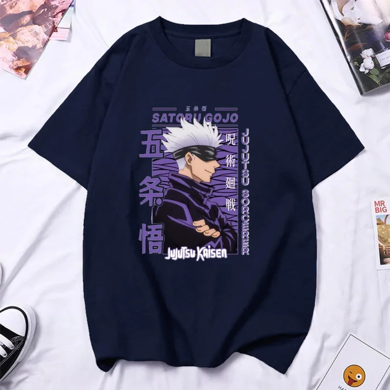 Anime Gojo Satoru High Quality Men's and Women's Round Neck Summer Y2k T-shirt