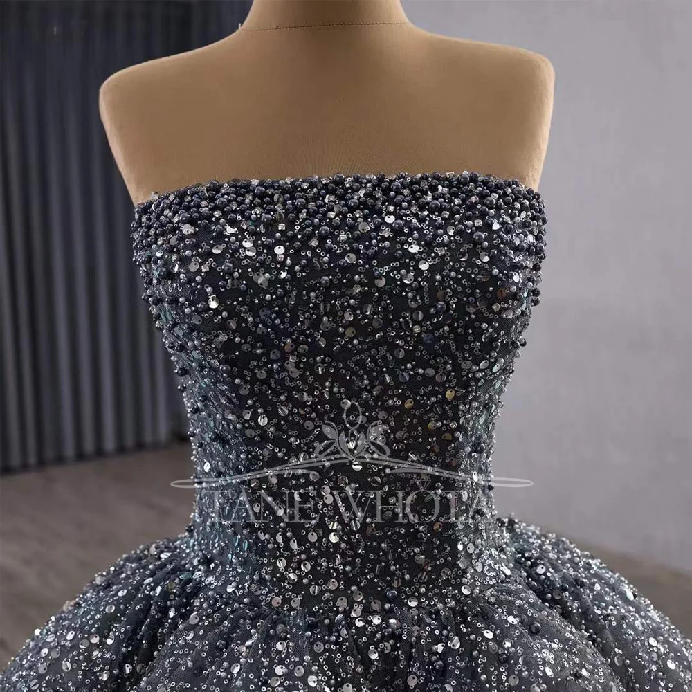 Abito da sera senza spalline senza maniche con perline e paillettes da donna Abito per occasioni speciali personalizzabile con lacci sul retro