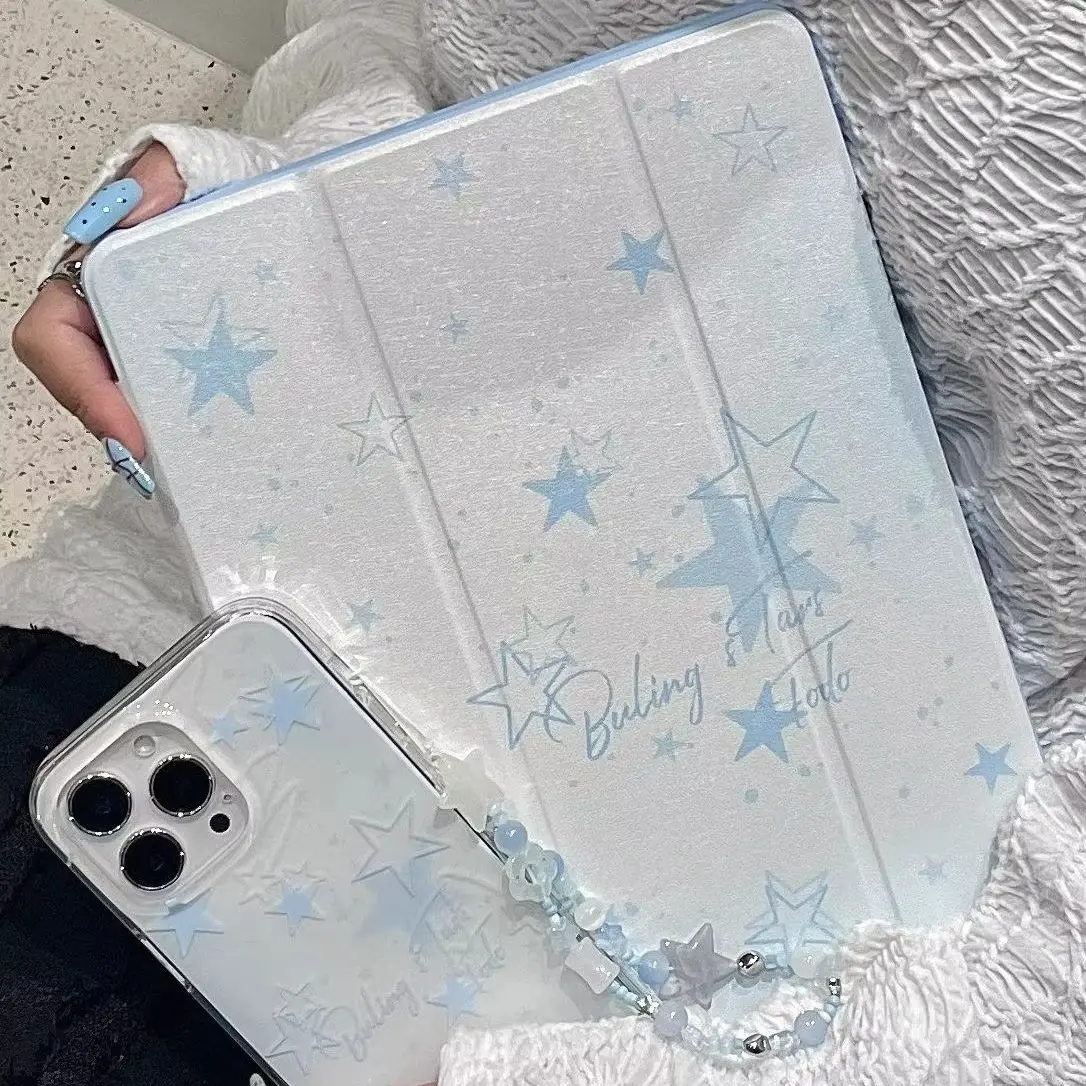 Korean Snowflake Stars New Tablet Case For iPad Pro 11 12.9in 13 M4 9.7 10.2 5/6th 7/8/9 10 11th MINI 6 7 Air 1 2 5 6 7 Case