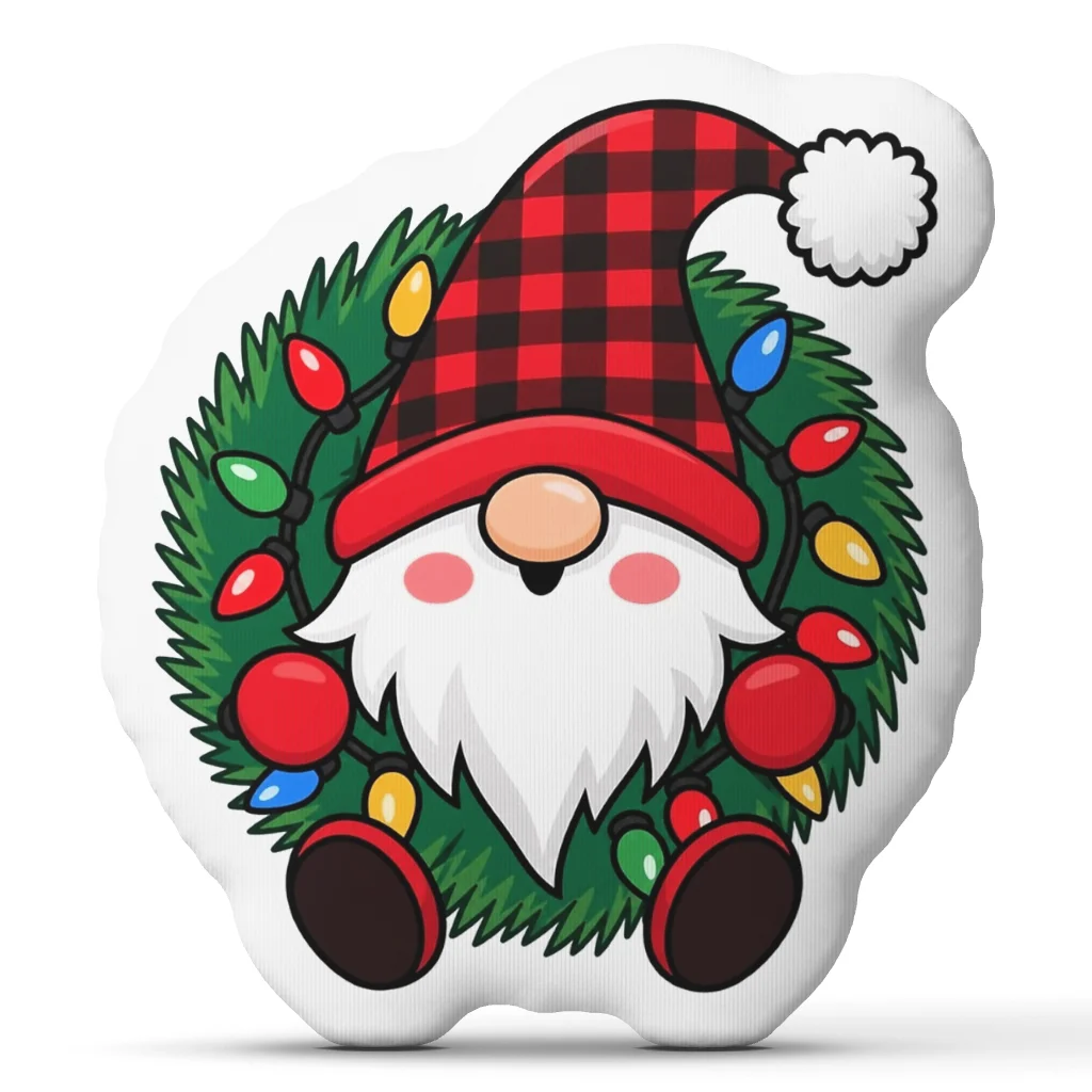 Christmas Gnome Wreath Funny Pillow Cushion Irregular Stuffed Throw Pillow Home Decor Gift Sofa Bed