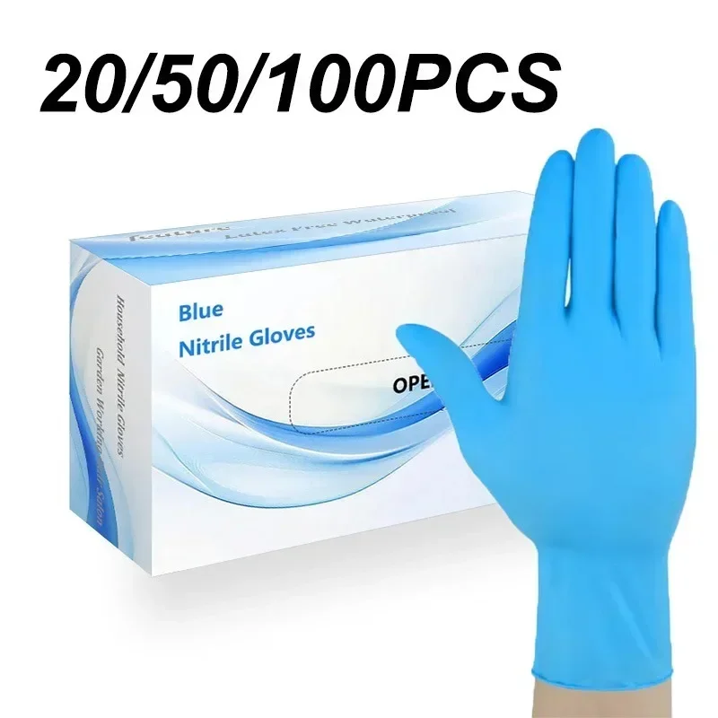 

20/50/100PCS Disposable Blue Nitrile Gloves Latex Free Waterproof Suitable for Kitchen Food Processing Dishwashing Pet Bathing
