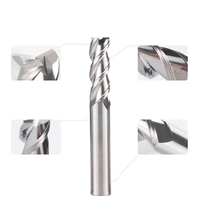 HRC62 3 Flute Milling cutter Carbide Tungsten End Mill CNC Tool 6 1-20mm For Aluminum Fiberglass Acrylic Wood Copper Plastic