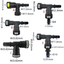 11.8 15.82mm fuel line quick connector Tee connector black color plastic auto fittings for car for German car 1 pc a lot
