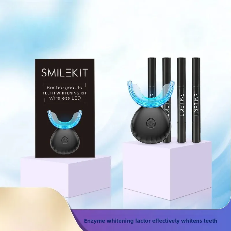 

Набор для отбеливания зубов с беспроводной зарядкой, отбеливатель для зубов и гель со светодиодной подсветкой, домашняя система ухода за белой улыбкой
