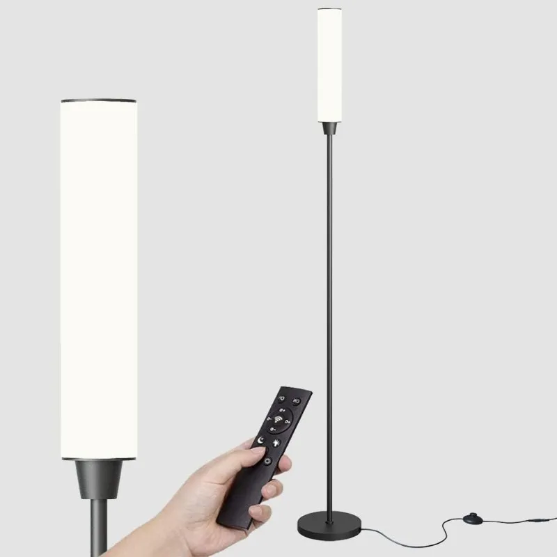 

Floor Lamp with Remote Control,Stepless Adjustable 3000K-6000K Colors and 10-100% Brightness,Standing Light with Foot Switch