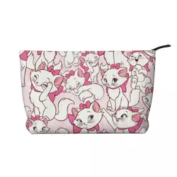 Custom Travel Marie Cat On Pink Toiletry Bag Corduroy Cartoon Kitten Cosmetic Makeup Organizer for Women Storage Dopp Kit Case