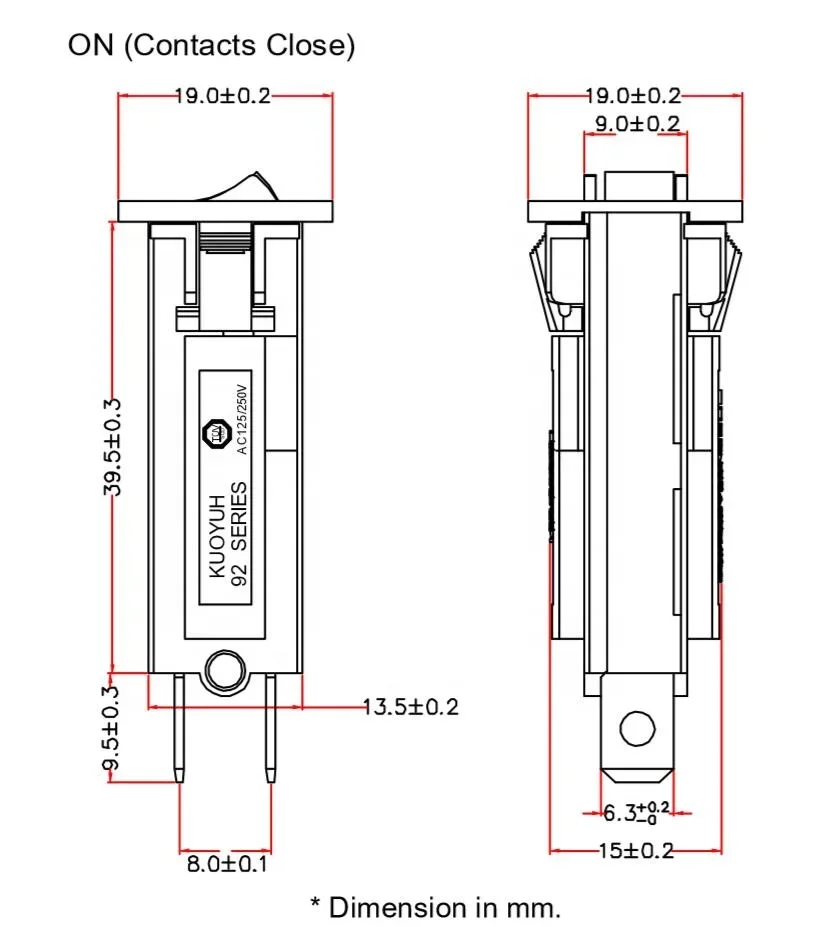 Kuoyuh 92 Series Miniature Overload Protector 0.5A 1A 3A 4A 5A 6A 7A 10A 15A Electrical Automatic Circuit Breaker