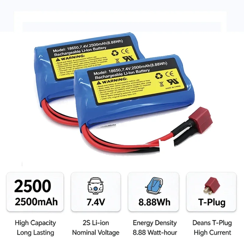 7.4V 2500mAh Li-ion Battery for SG116MAX SCY 16101PRO 16102PRO 16103PRO Q130 PRO 16101 16102 16103 RC Car RC Truck Spare Parts