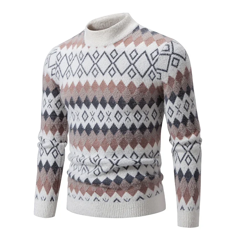 

2024 Men's New Autumn and Winter Casual Warm Sweater Knit Multicolor Trends Tops Man Clothes