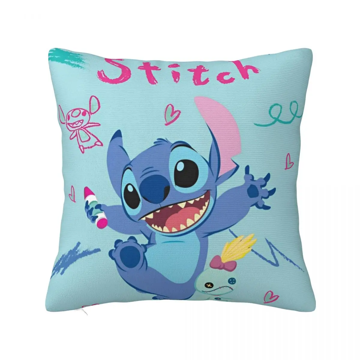 

Cute Lilo And Stitch Pillowcase Printing Polyester Cushion Cover Decorative Pillow Case Cover Bed Wholesale 40X40cm