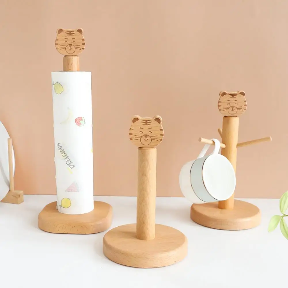 

Деревянная подставка для кухонных бумажных полотенец, вертикальная, без сверления, с держателем для стаканов и дренажной полкой-органайзером