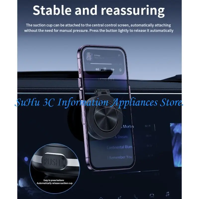 

Multiple Car Phone Holder Bracket with Strong Suction Cup, for Navigation Driver Passenger Easy Clip Installation