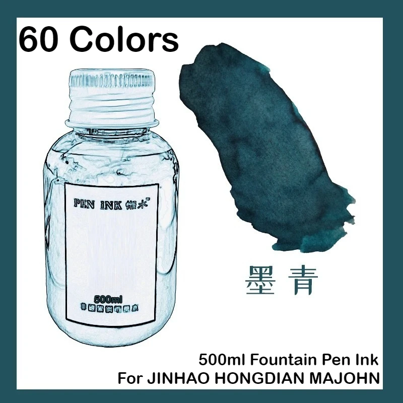 

500ml 60 Colors Bottled Fountain Pen Ink Dip Pen Ink School Office Supplies Stationery For JINHAO HONGDIAN MAJOHN