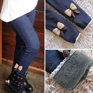 Mädchen dicker heißer Winter Frühling Jean Lower Bow Leggings Kinder Kinder 6 Hauptverkaufsjeans für Kinder - №1