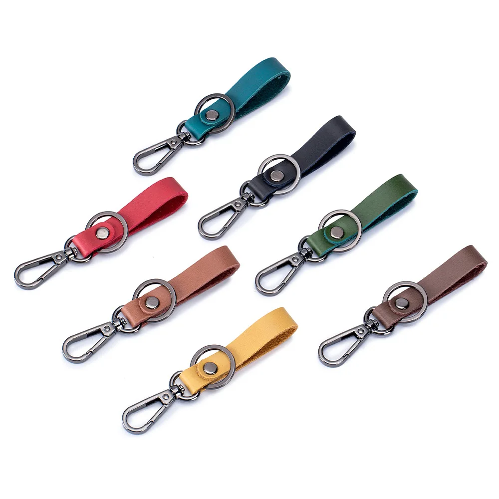 Car Key Chain Men's Simple High-end Pendant Leather Car Manual Key Chain