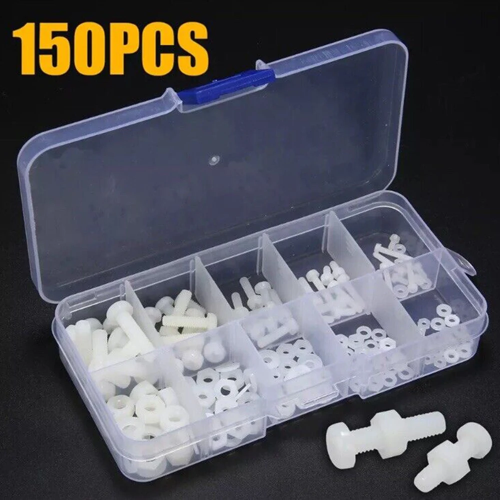 150Pcs Assorted M2 M2.5 M3 M4 M5 Nylon Plastic Hex Philips Screw Bolt Nut Spacer