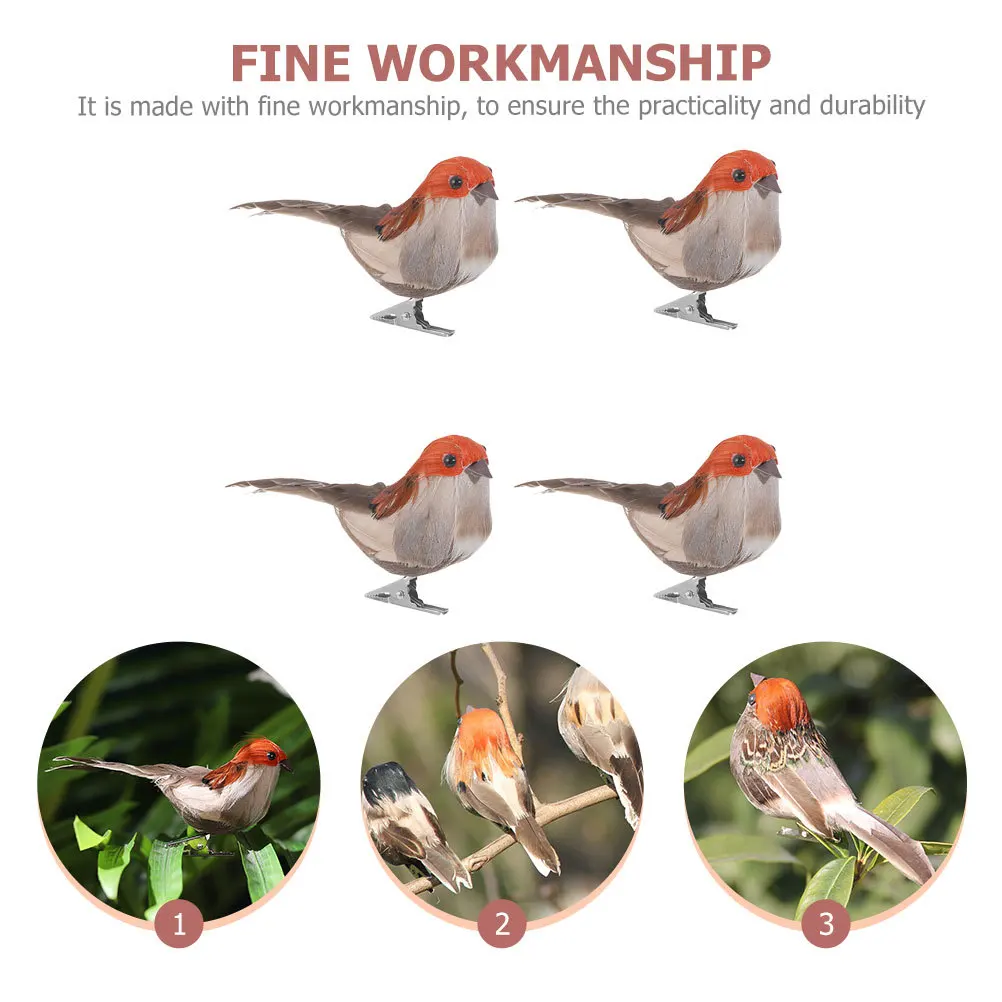 

4pcs Simulation Bird Decor Tree Branches Fake Bird Ornaments For Garden Home Desktop Outdoor Yard Park Artificial Birds Crafts