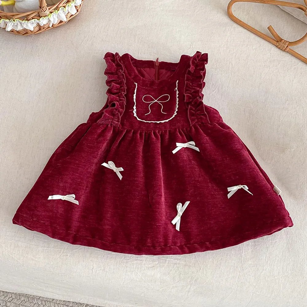 

Рождественское платье для девочек, стеганое теплое зимнее детское платье без рукавов, эксклюзивная одежда, детские платья на китайский Новый год