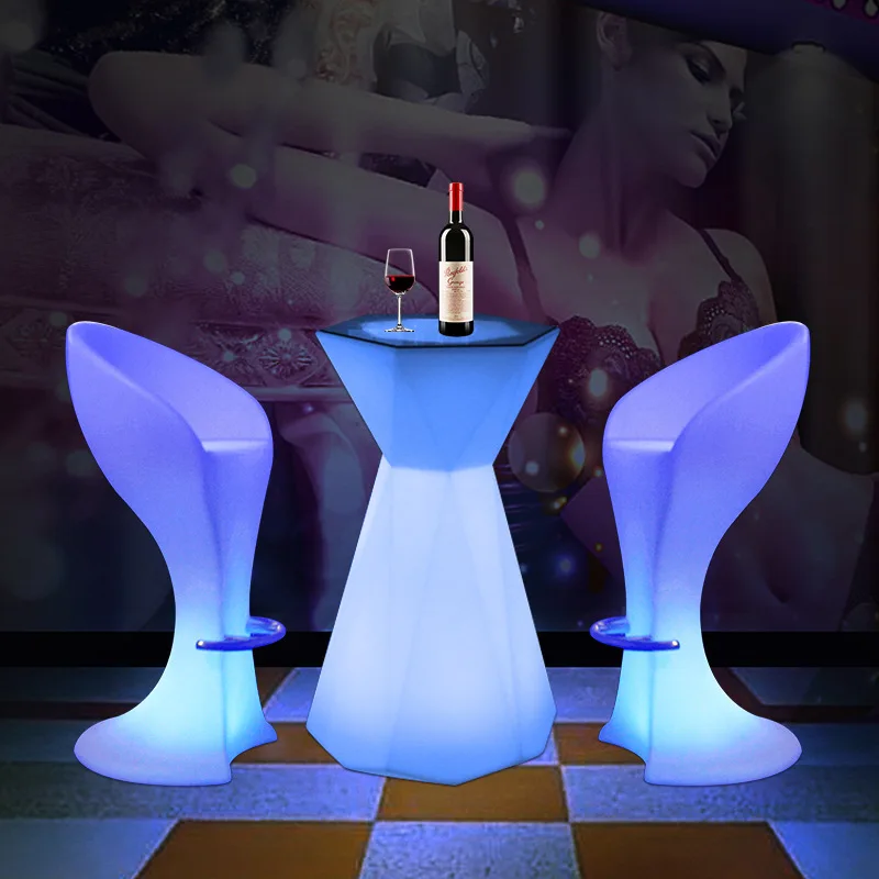 REAQ Diomond Bar Table 65*58*105cm Cocktail Tables For Party PE Plastic Color Changeable High Bar Table Mini Bar Home Furniture