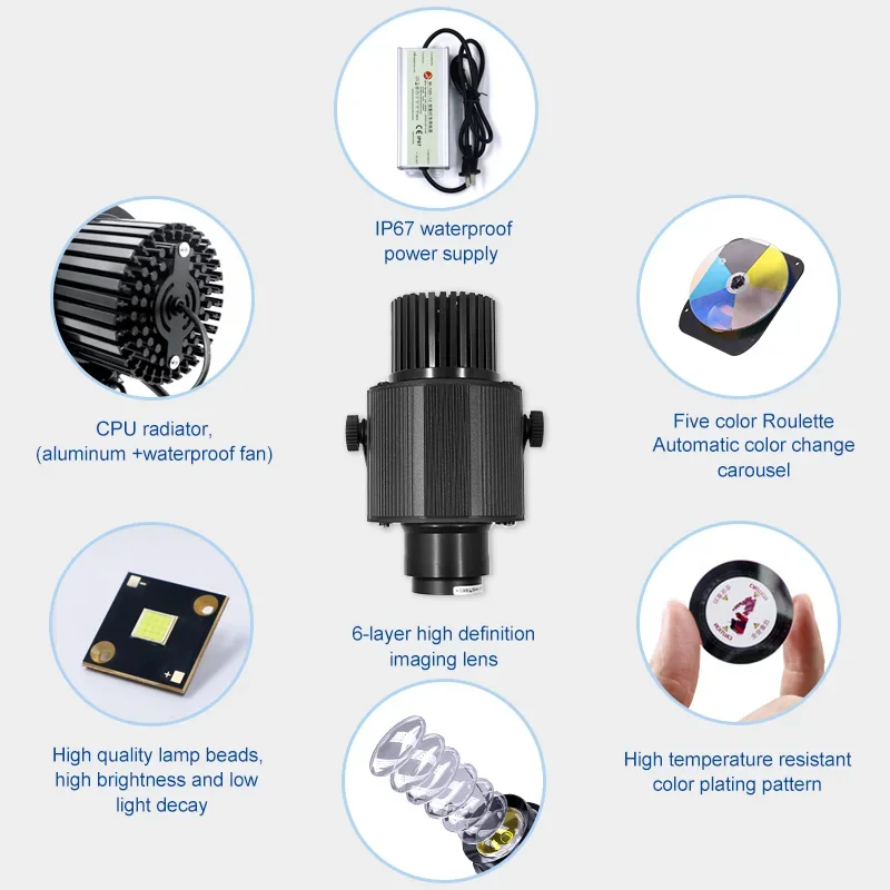 60w Led Auto Color Changing Projector Outdoor Projection Lamp Gobo Custom logo Welcome Light Led Projector