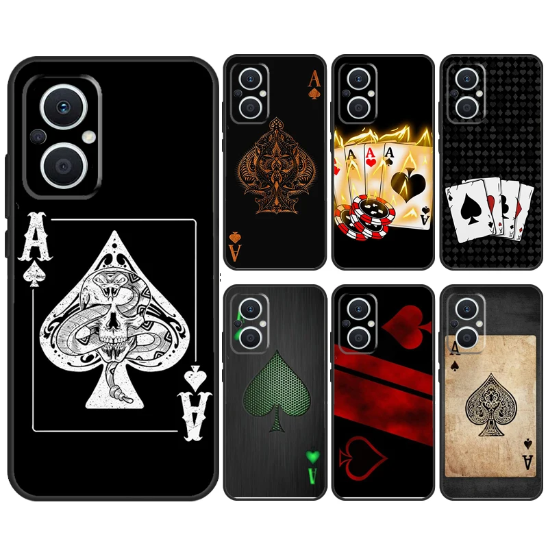 Ace of Spades Poker Case For OPPO Reno 8 7 6 5 4 Lite 10 Pro 4Z 5Z 8T OPPO Find X5 X6 Pro X2 Neo X3 Lite Cover