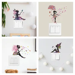 wall stickers switch loveliness Butterfly girl children's room living room porch home decoration mural Self-adhesive Wall Decals