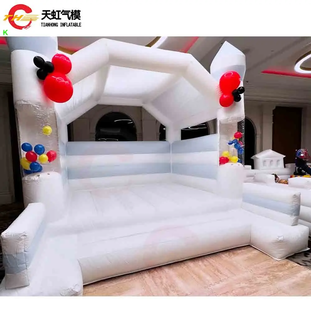 4x4m 흰색 풍선 웨딩 바운스 하우스 (지붕 포함) 신규 디자인 풍선 에어 바운서 성, 송풍기 포함 판매