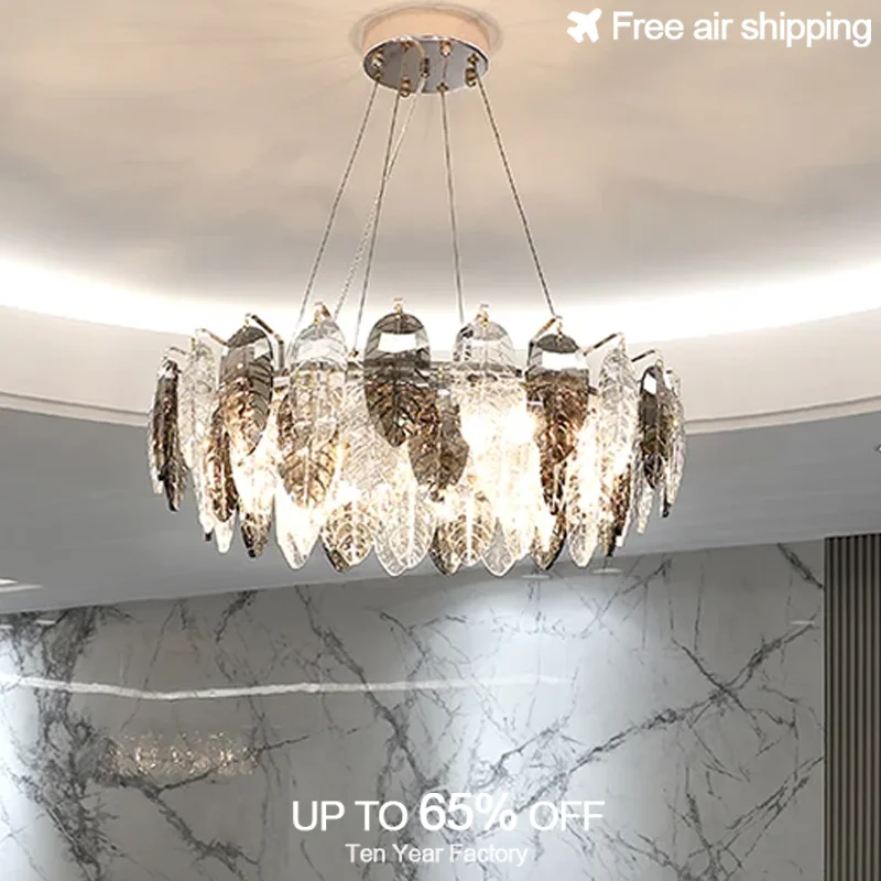 

Luxury Gold Round Pink Feather Crystal Tassel Ceiling Chandelier Light for Living Room Indoor Modern Decorative Lighting