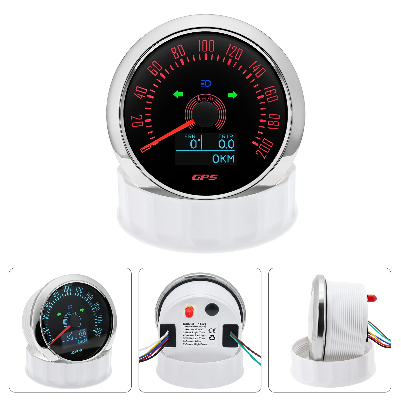 Waterproof 85MM GPS Speedometer With GPS Antenna 7 Color Backlight For Motorcycle Marine Boat Car Truck Speed Gauge Meter 12V24V