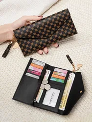 Ladies retro card holder wallet new print pu leather long wallet fashionable portable ultra-thin ladies clutch coin purse