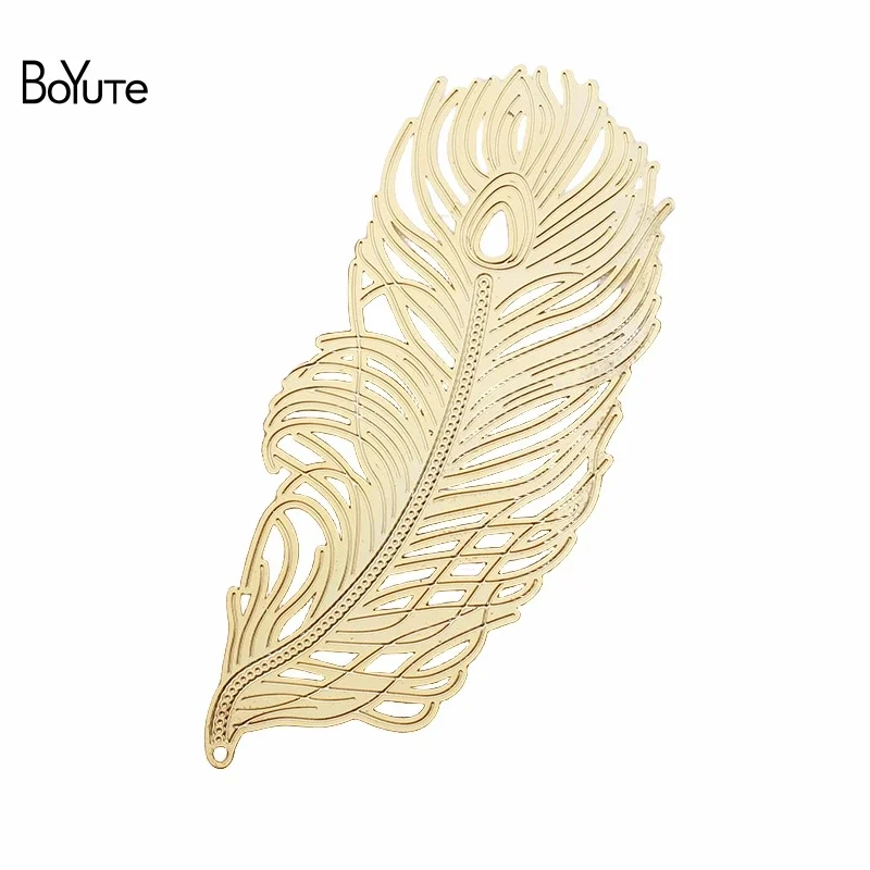 

BoYuTe (10 Pieces/Lot) Metal Brass Feather Shaped Pendant Sheet Diy Jewelry Accessories Handmade Materials