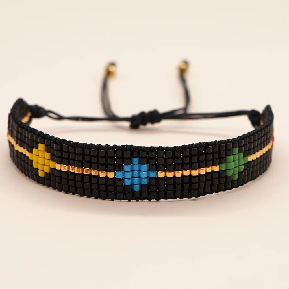 

ZGMXR красочный браслет ручной работы из рисовых бусин для женщин, регулируемый геометрический узор, простой модный аксессуар в богемном стиле