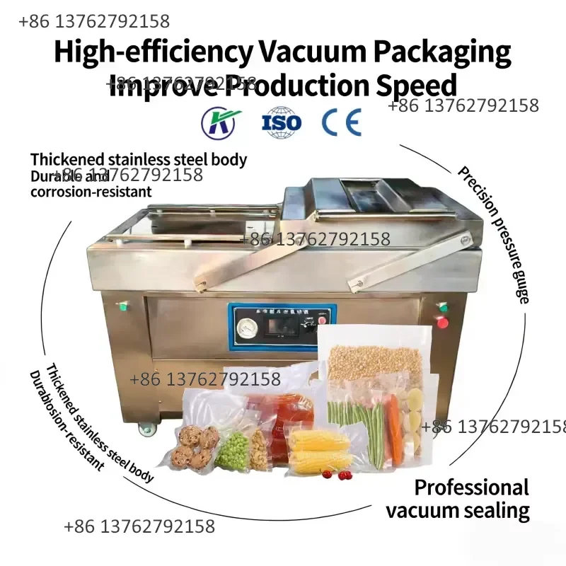【2026】 Industrial Electric Double Chamber Automatic Vacuum Packaging Machine for Meat Seafood Vegetable Food Processing Plant