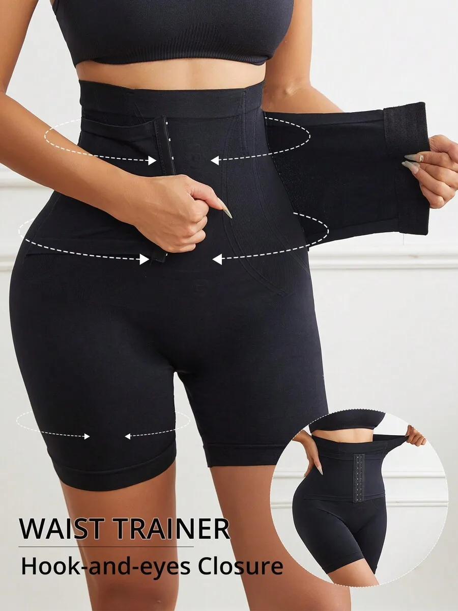 

Women High Waist Seamless Waist Trainer Shorts With Hook And Eyes Closure Body Shaper