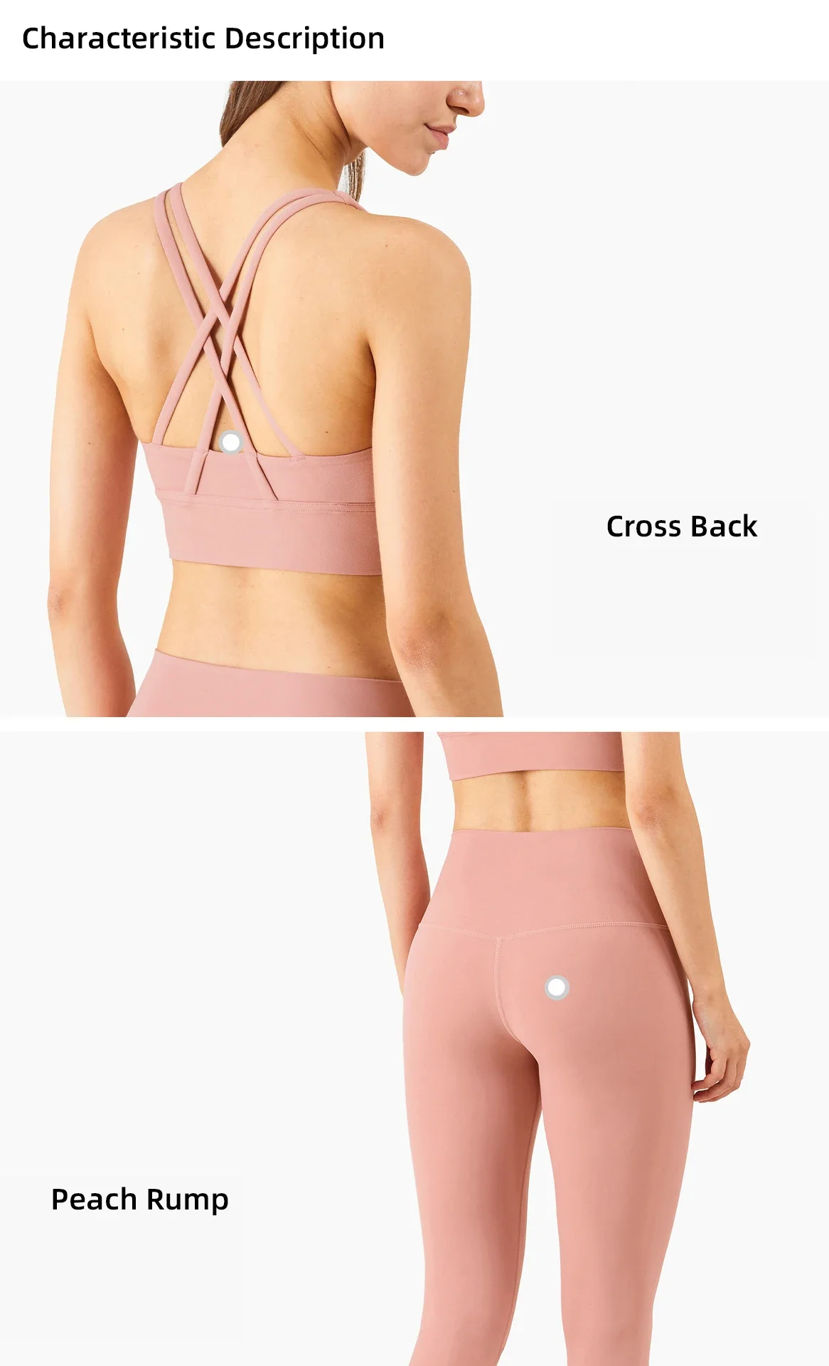 Damen Zweiteiliger Yoga-Anzug in Unifarbe, Hochintensiver Rückenfreier Yoga-BH, Hochgeschnittene Hüftlift-Leggings, Lauf- und Trainingsset – Detail 2