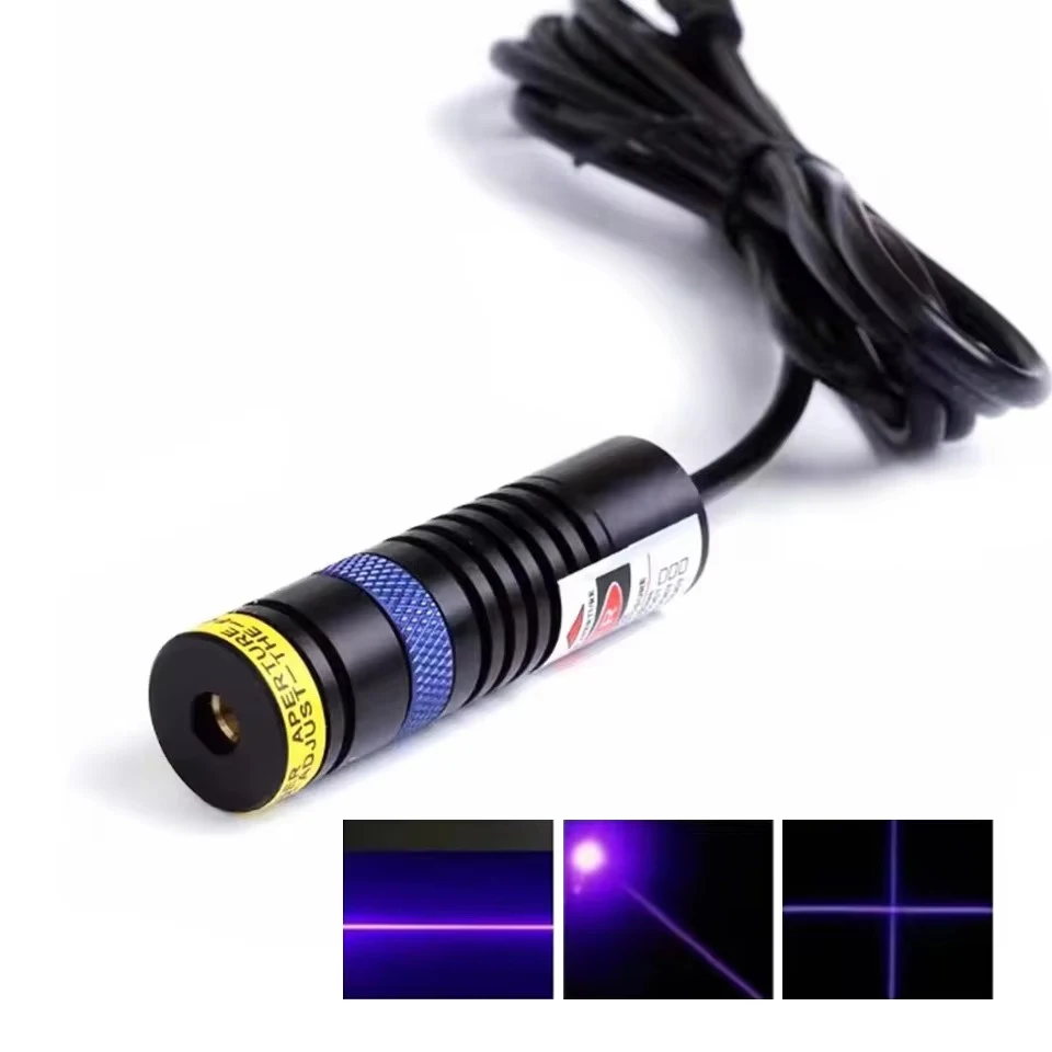 405nm Dot/Line/Cross 50mW/100mW/200mW Violet-Blue Focusable Laser Module 5V Adapter Holder Woodwork Locator