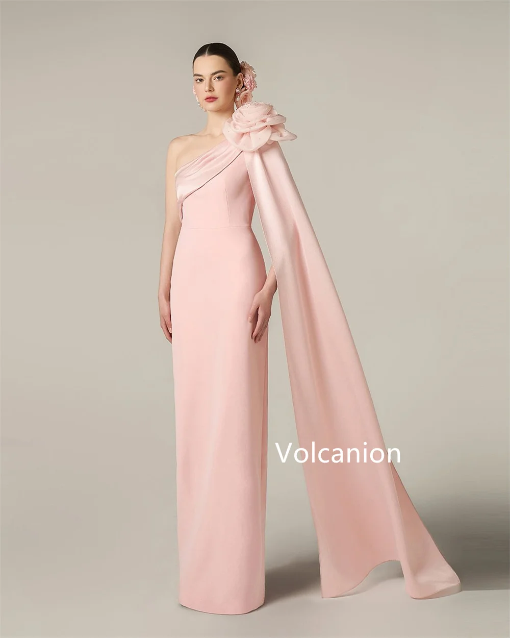 Jersey Kustom Gaun Panjang Satu Bahu Lurus Bunga Buatan Tangan Acara Dipesan Lebih Dahulu Indah Sederhana Kualitas Tinggi